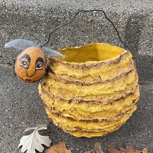 Vintage Yellow Beehive Halloween Bucket Hive